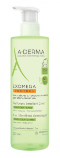 A-DERMA EXOMEGA CONTROL 2w1 żel emolient do mycia ciała, twarzy, włosów od urodzenia 500 ml