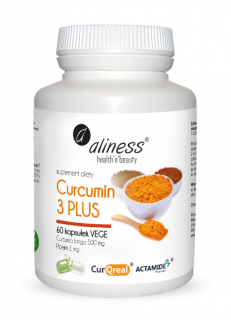 ALINESS Curcumin 3 PLUS Curcuma longa 500 mg Piperin 1 mg 60 kapsułek