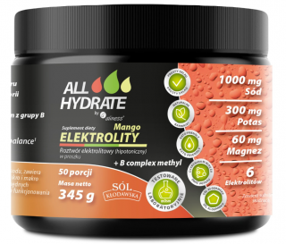 ALLhydrate Elektrolity Mango + B complex methyl 345 g 50 porcji