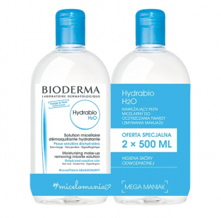 Bioderma Hydrabio H2O nawilżający płyn micelarny do demakijażu skóra odwodniona 2 x 500 ml