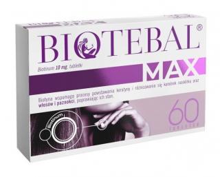 Biotebal Max 10 mg lek witaminowy na włosy i paznokcie 60 tabletek