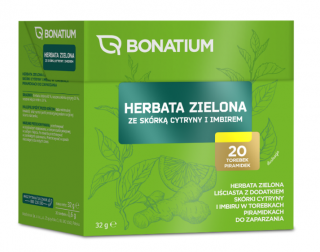 Bonatium Herbata zielona ze skórką cytryny i imbirem 20 saszetek x 1,6 g EXP. 30/09/2024