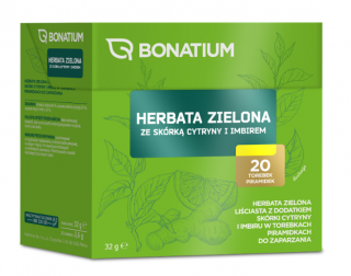 Bonatium Herbata zielona ze skórką cytryny i imbirem 20 saszetek x 1,6 g