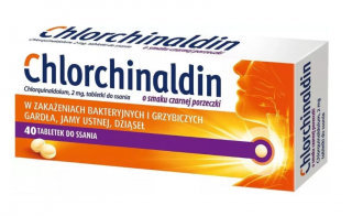 Chlorchinaldin o smaku czarnej porzeczki 2 mg 40 tabletek do ssania