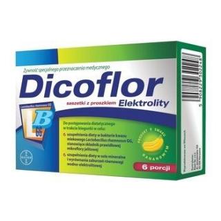Dicoflor Elektrolity, smak bananowy.  6 porcji (12 saszetek)  EXP 03.2024