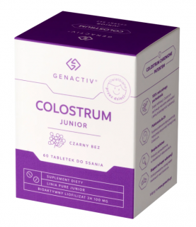 Genactiv Colostrum Junior Czarny Bez od 3 lat 60 tabletek do ssania