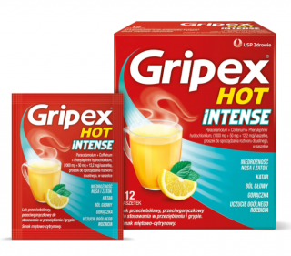 Gripex Hot Intense 1000 mg + 50 mg + 12,2 mg 12 saszetek