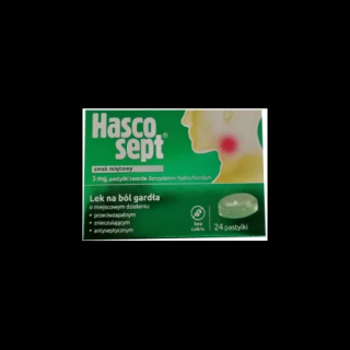 Hascosept smak miętowy  24 pastylki do ssania