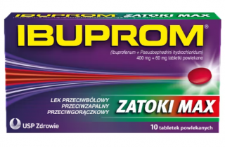 Ibuprom Zatoki Max 400 mg + 60 mg  10 tabletek