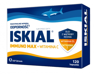 Iskial Immuno Max + Witamina C dla dzieci powyżej 6 lat i dorosłych 120 kapsułek