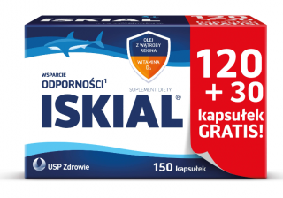 Iskial olej z wątroby rekina + witamina D3 150 kapsułek  EXP 01.2025