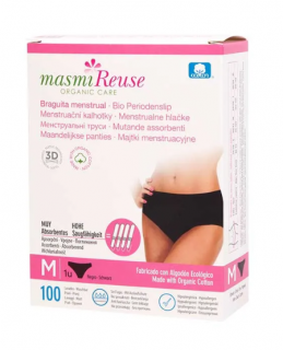 Masmi Reuse majtki menstruacyjne bawełna organiczna czarne rozmiar M 94-102 cm 1 sztuka