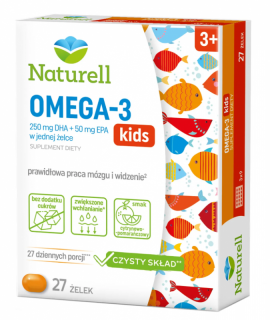 Naturell Omega-3 Kids żelki powyżej 3 lat smak cytrynowo-pomarańczowy 27 sztuk
