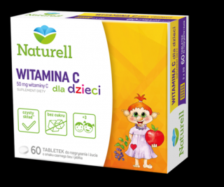 NATURELL Witamina C dla dzieci o smaku czarnego bzu i jabłka  60 tabletek do ssania