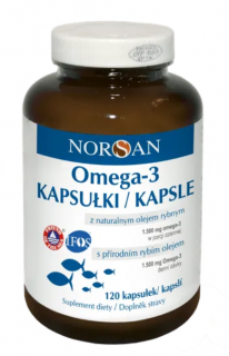 Norsan Omega-3 kapsułki z naturalnym olejem rybim 120 kapsułek