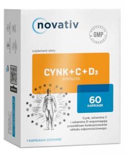 Novativ Cynk+C+D3 immuno  60 kapsułek