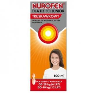 Nurofen dla dzieci Junior truskawkowy 40 mg/ ml zawiesina doustna od 6 do 12 lat 100 ml