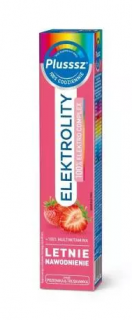 Plusssz Elektrolity + 100% Multiwitamina poziomka i truskawka 24 tabletki musujące