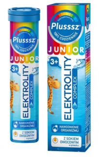 Plusssz Junior Elektrolity Complex dla dzieci powyżej 3 roku życia smak pomarańczowy 20 tabletek musujących