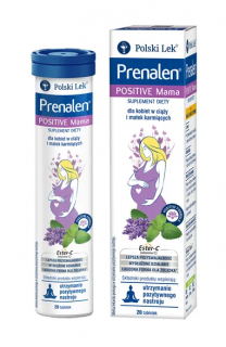 Prenalen Positive Mama tabletki musujące smak mango - trawa cytrynowa 20 sztuk