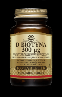 SOLGAR D-Biotyna  300 ug  100 tabletek