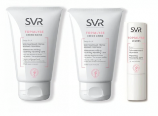 SVR Topialyse zestaw: krem do rąk 2 x 50ml + pomadka do ust 4g