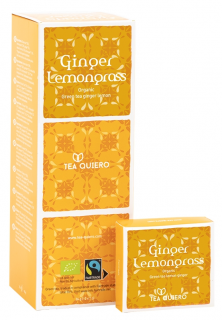 TEA QUIERO Ginger Lemongrass Green Tea BIO zielona herbata z trawą cytrynową i imbirem 12 saszetek