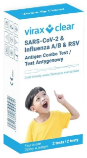 Test Antygenowy Virax Clear SARS-CoV-2, Grypa A/B, RSV 2 sztuki