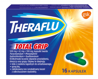 Theraflu Total Grip 500 mg + 6,1 mg + 100 mg 16 kapsułek
