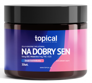 TOPICAL Na dobry sen żelki konopne CBD 15 mg + melatonina 1 mg 30 sztuk