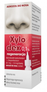 Xylodex 0,1% 0,1 mg + 5 mg aerozol do nosa dla dorosłych i dzieci powyżej 6 lat 10 ml