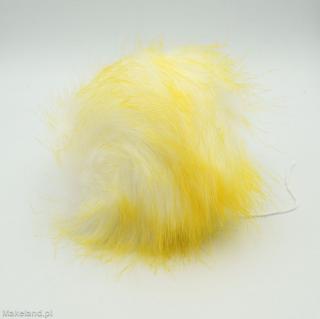 Pompon futrzany żółto-biały
