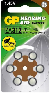 Bateria ZA312/PR41 GP Batteries do aparatów słuchowych 6szt.