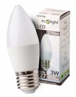 Źródło światła LED B35 E27 3W 4000K 270lm 180° AC220-240V ECO LIGHT