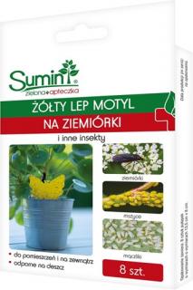 Żółty lep na ziemiórki motylek 8 szt
