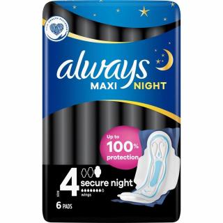 Always Maxi Night podpaski ze skrzydełkami „4” 6 sztuk