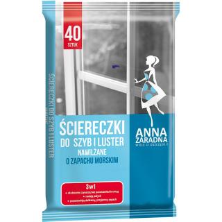 Anna Zaradna ściereczki nawilżane do szyb i luster 40 sztuk