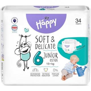 Bella Happy Junior Extra Soft  Delicate pieluchy 6 (15+kg) 34 sztuki