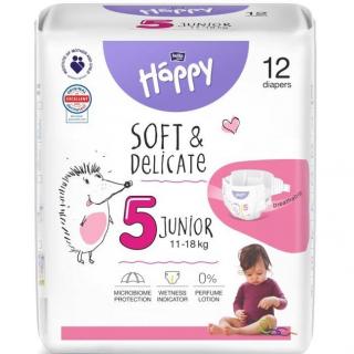 Bella Happy Junior Soft  Delicate pieluchy 5 (11-18kg) 12 sztuk