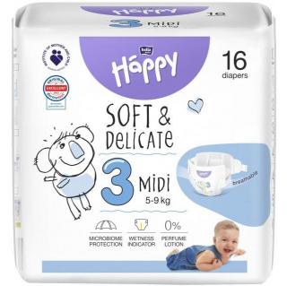 Happy Soft  Delicate pieluszki 3 Midi (5-9 kg) 16 szt.