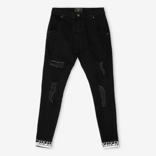 Siksilk Elasticated Cuff Distressed Jeans
