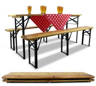 ZESTAW - STÓŁ 176 x 45,5 x 77,5 cm + 2 ŁAWKI 176 x 22,5 x 47 cm