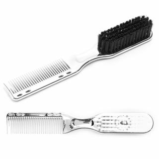 FOX Barber Expert Fade  Beard Brush Szczotka i grzebień do brody 2w1 Silver