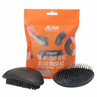 JEAN by Olivia Garden The Military Style Beard Brush Kit - Szczotka do brody, dwie wymienne poduszki