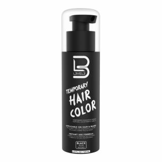 L3VEL3 Temporary Hair  Beard Color - Czarny żel barwiący do włosów i brody, 125ml