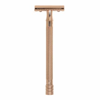 Merkur Safety Razor 24G RoseGold Maszynka do golenia na żyletki, zamknięty grzebień, wydłużona rączka