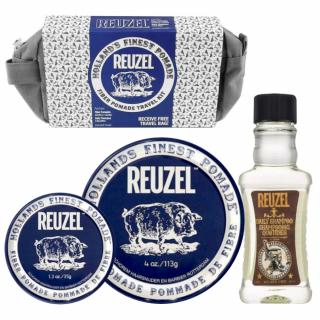 Reuzel Fiber Pomade Holiday Travel Kit - Zestaw do włosów (Daily Shampoo 100ml + Fiber Pomade 113g + Fiber Pomade 35g)