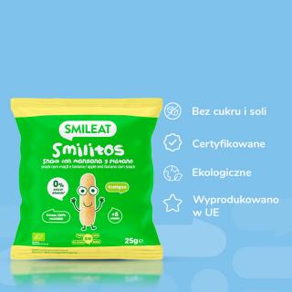 BIO Smilitos, Ekologiczne chrupki kukurydziane o smaku jabłka i banana, 25 g
