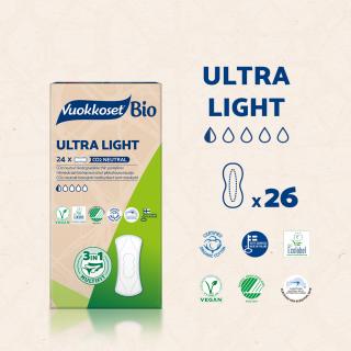 Cienkie wkładki higieniczne BIO, ULTRA LIGHT, 24 sztuki