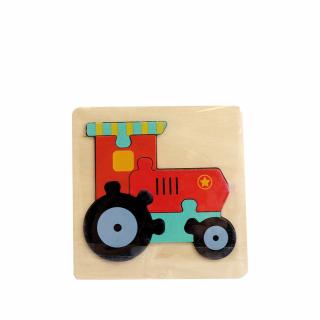 Drewniane puzzle, Traktor, 6 elementów
